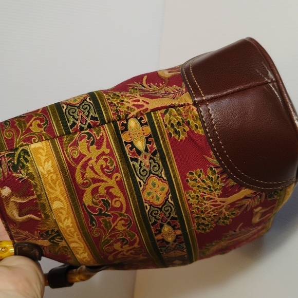 Relic Vintage Monkey Tapestry Bamboo Wood Handles Crossbody - Picture 5 of 11